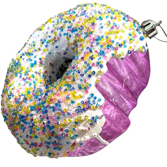 Jumbo glitter sparkle Christmas donut ornaments set of 4 stunning donuts - Picture 2 of 14